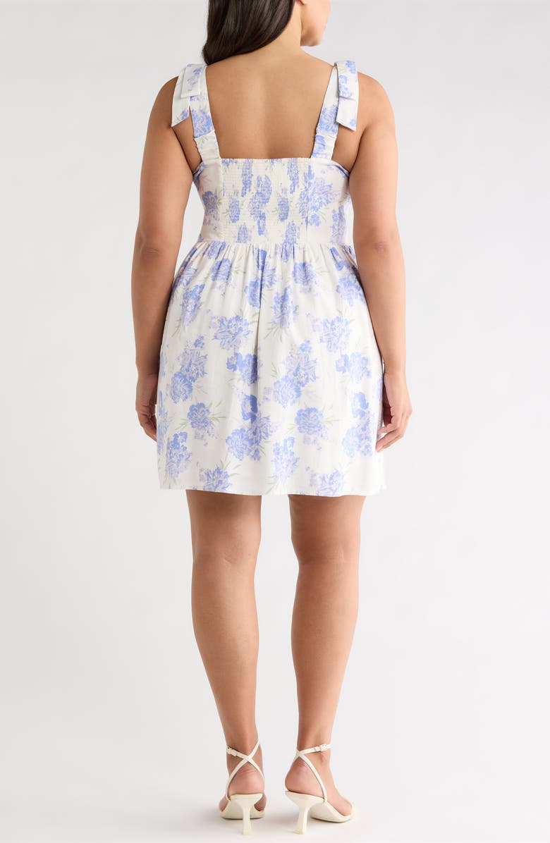 Chelsea28 Tie Shoulder Minidress, Alternate, color, Ivory- Blue Brushed Floral