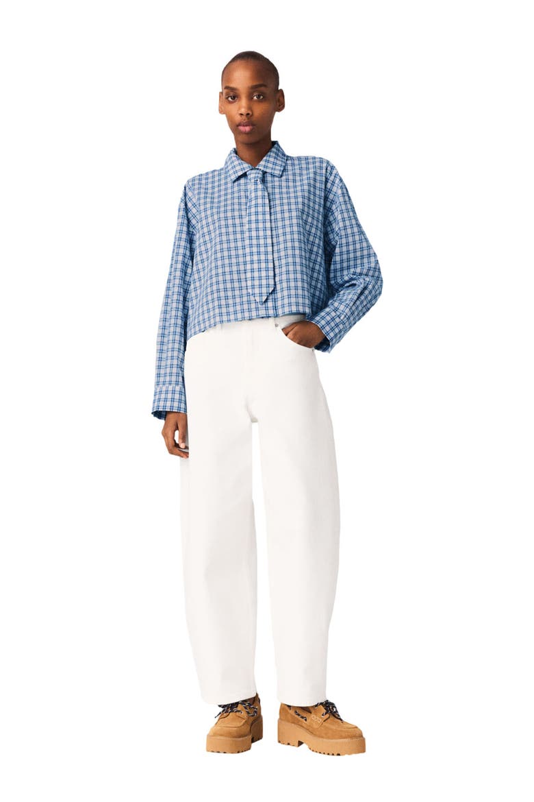 Rhinestone shirt with removable tie, Alternate, color, Blue check print
