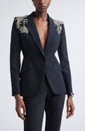 McQueen Silver Tattoo Peak Shoulder Blazer