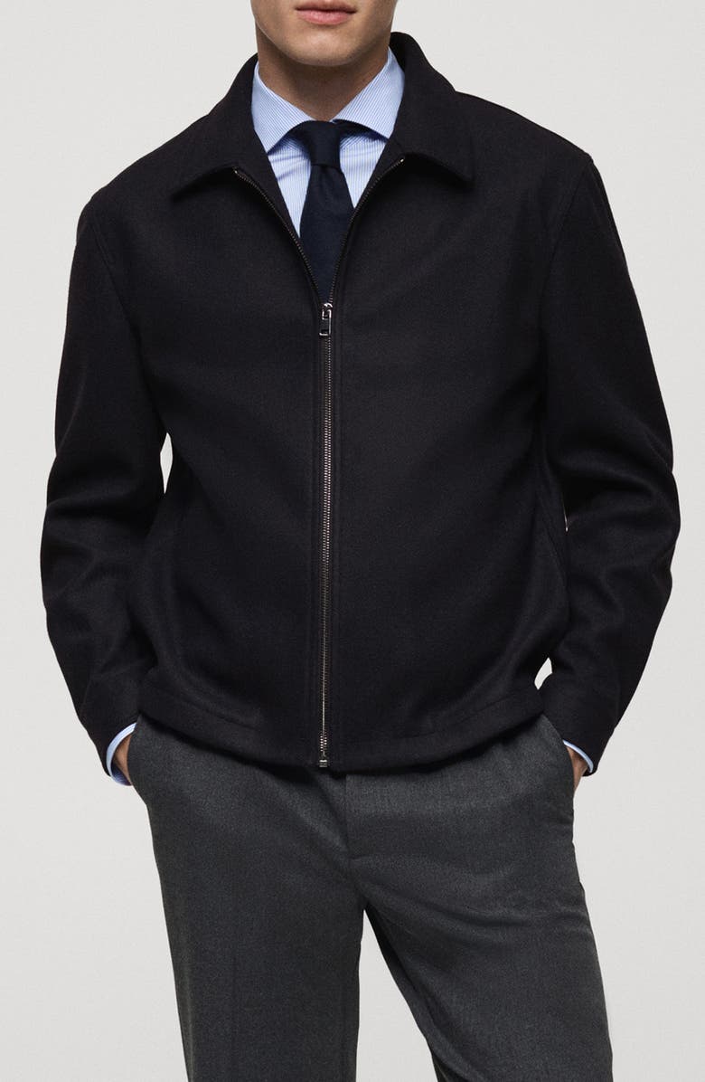 MANGO Flannel Zip Jacket, Main, color, 