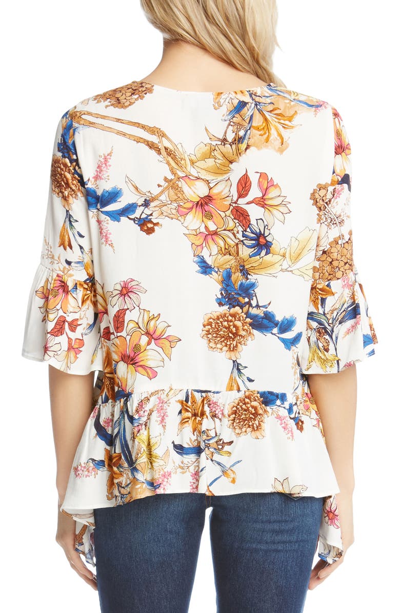 Karen Kane Kane Kane Ruffle Hem Floral Top, Alternate, color, 