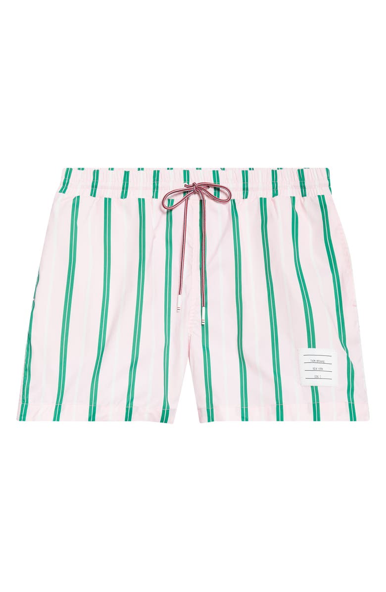 Thom Browne Stripe Swim Trunks, Main, color, Light Pink