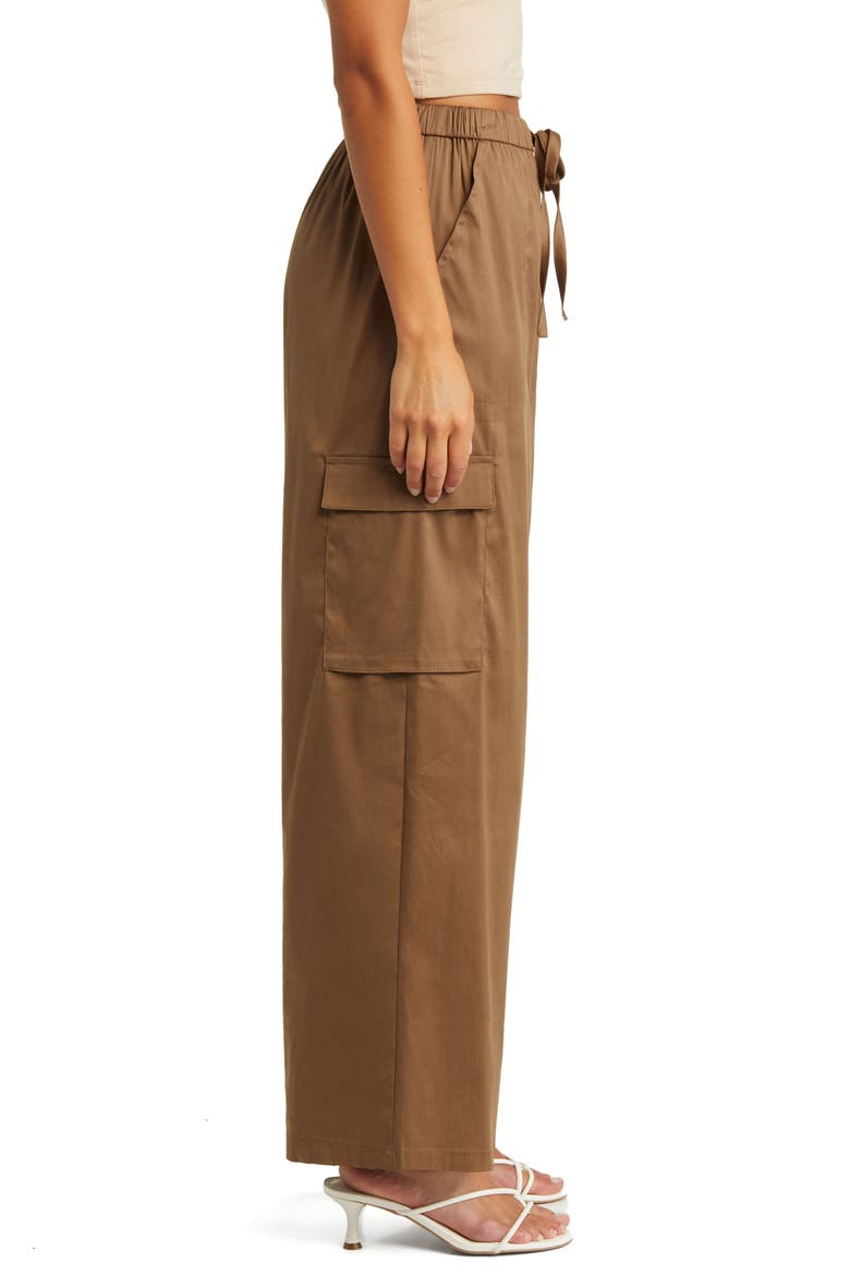 Cotton Blend Drawstring Cargo Pants, Alternate, color, BROWN TEAK