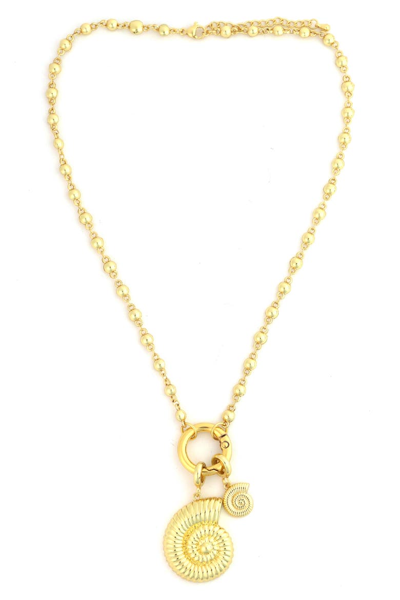 Shell Pendant Necklace, Main, color, GOLD