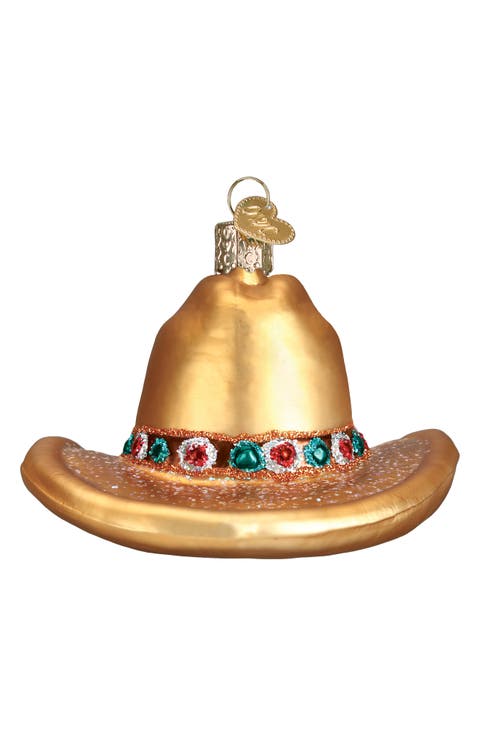 Cowboy Hat Glass Ornament