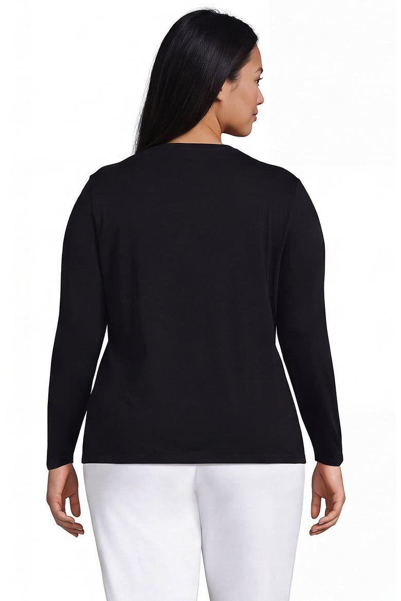 Supima Cotton Long Sleeve V-Neck T-Shirt, Alternate, color, Black