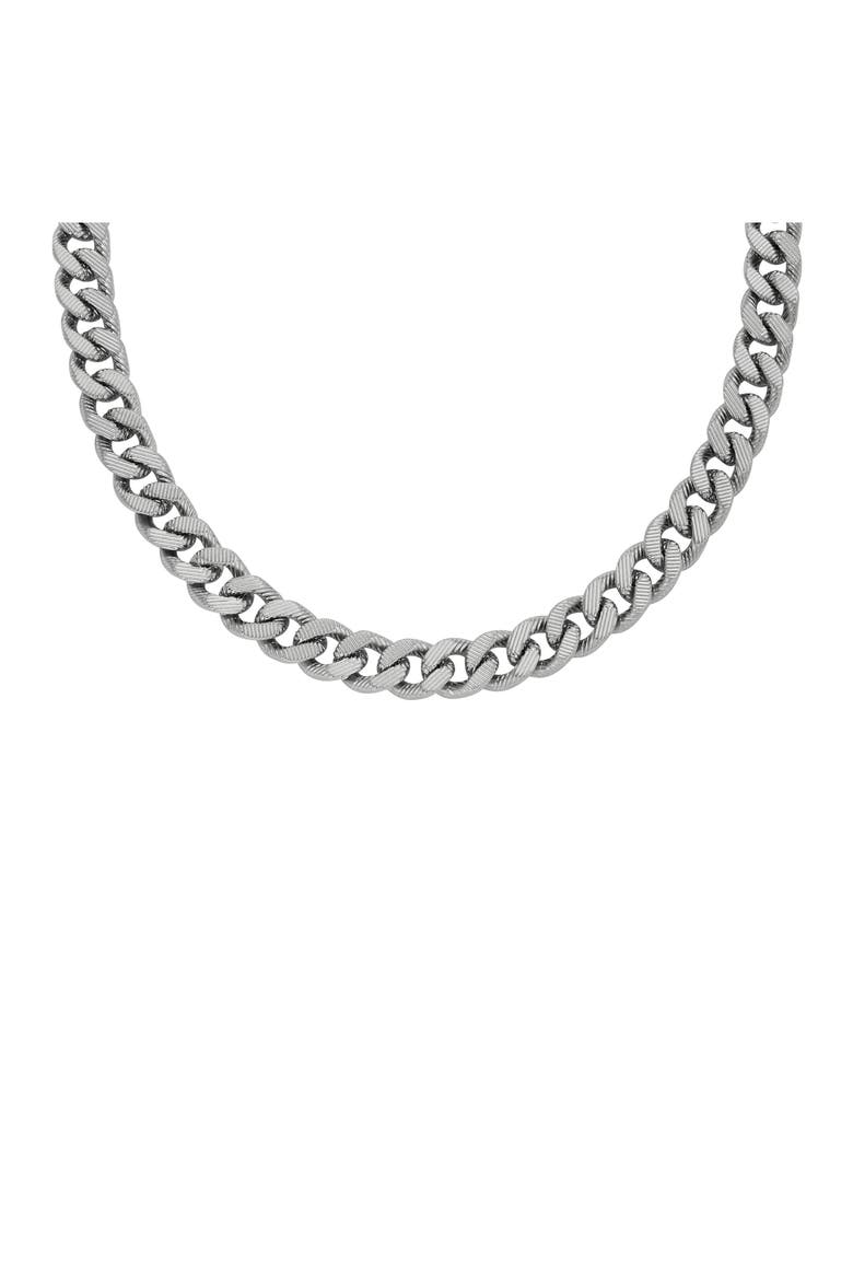 Men's Harlow Linear Texture Chain Necklace, Main, color, SILVER