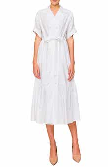 MELLODAY Belted Poplin Coat Dress