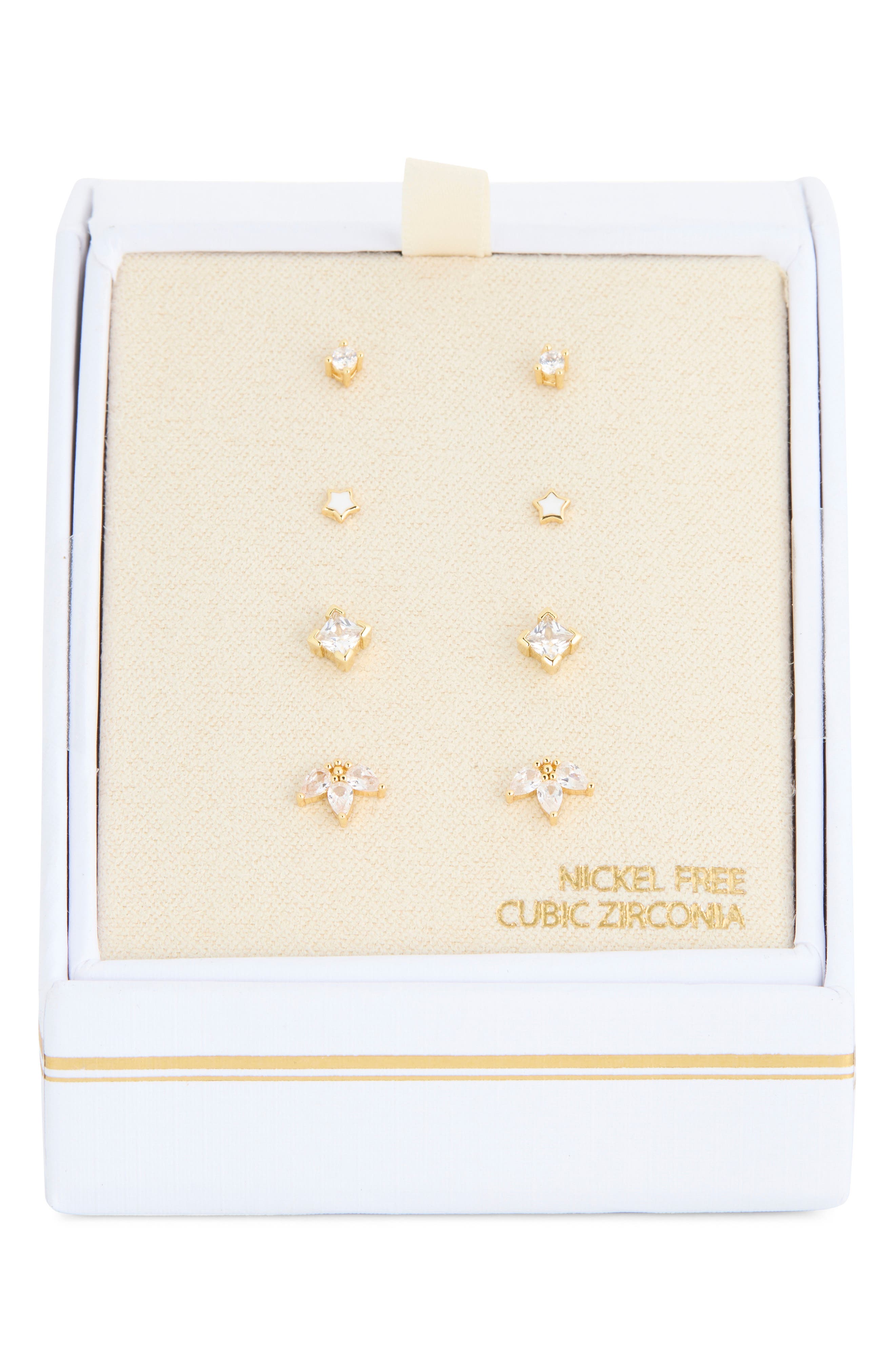 NORDSTROM RACK Set of 4 Cubic Zirconia Star Stud Earrings