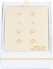 NORDSTROM RACK Set of 4 Cubic Zirconia Star Stud Earrings