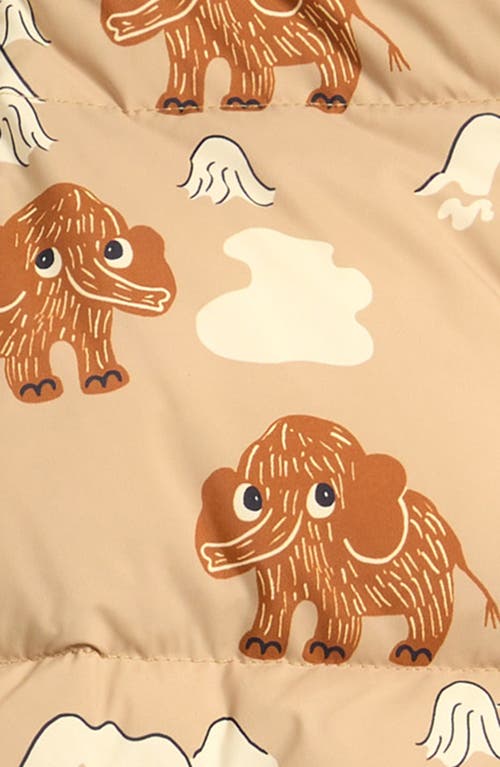 Mini Rodini Kids' Mammoth Print Puffer Jacket With Removable Hood In Nude