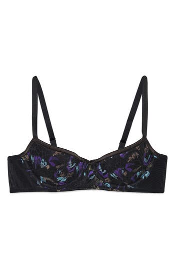 Savage X Fenty Butterfly Wings Lace Mesh Balconette Bra In Black