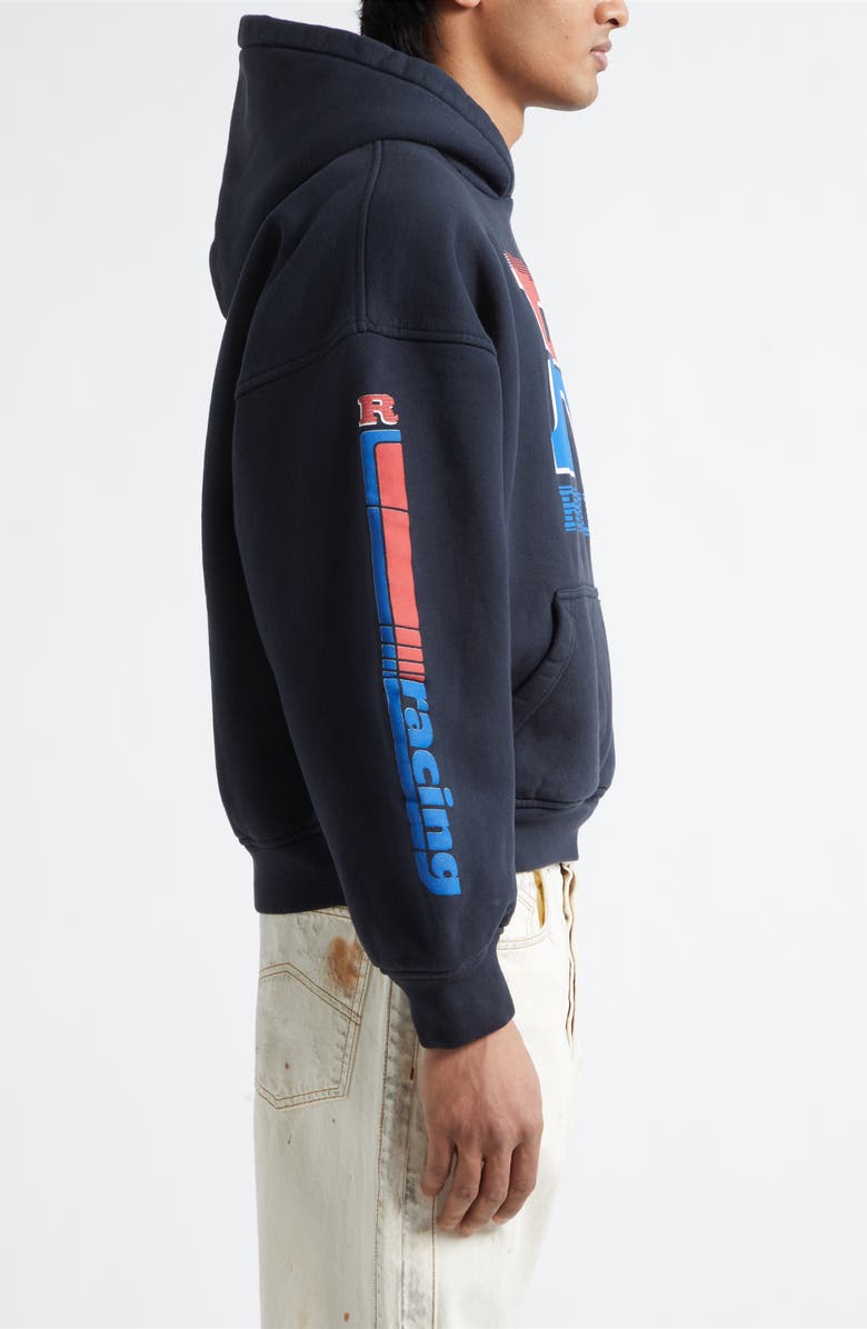 Rhude Split Petrol Logo Graphic Hoodie, Alternate, color, Vintage Black/ Red/ Blue