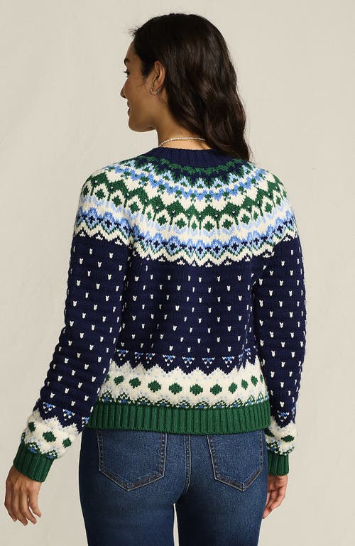 Lands' End Lofty Birdseye Fair Isle Cardigan Sweater In Black