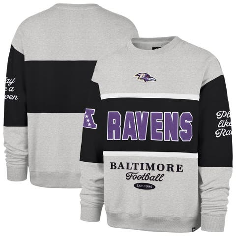 Men's '47 Black/Heather Gray Baltimore Ravens Blockfield Maximalist Sweatshirt