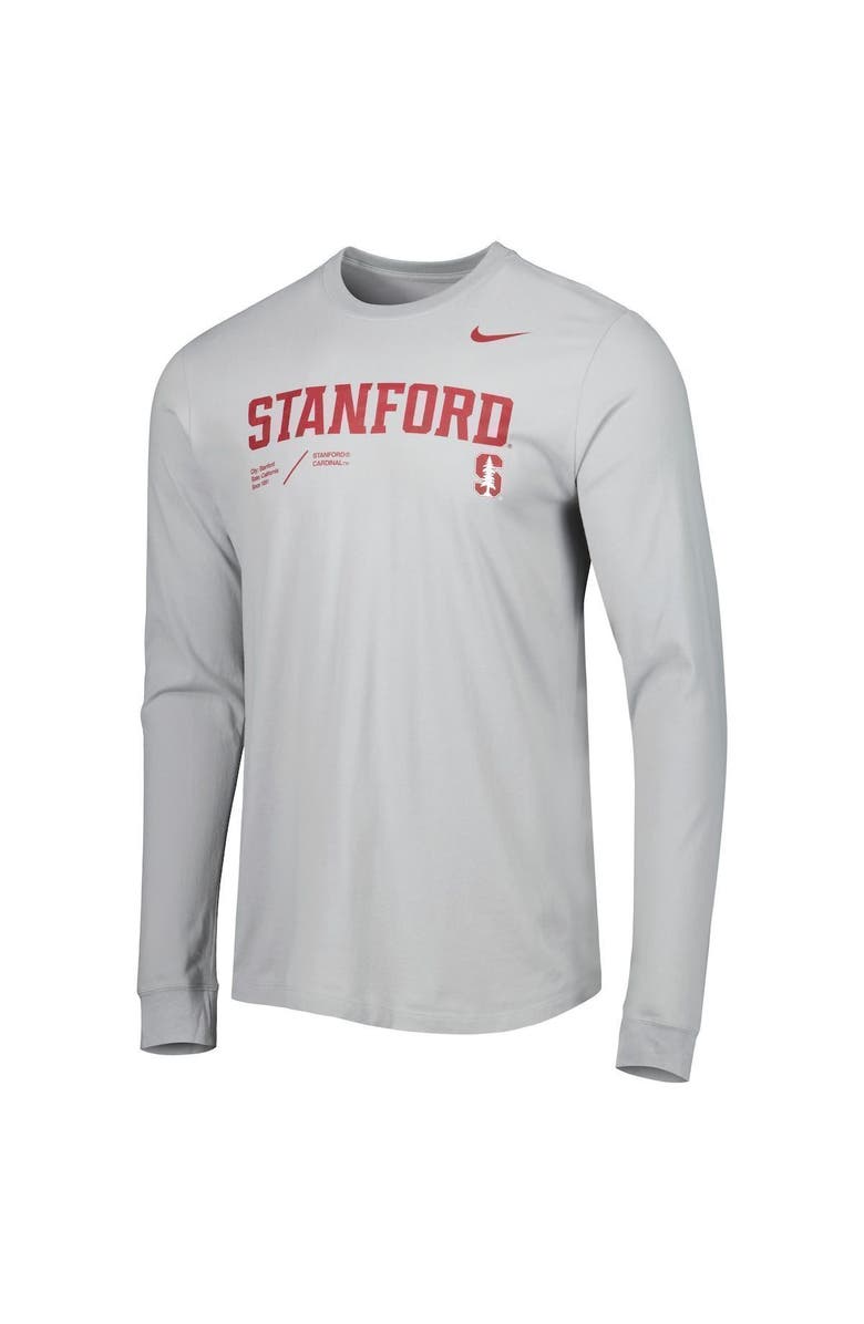 Nike Men's Nike Gray Stanford Cardinal Team Practice Performance Long Sleeve T-Shirt, Alternate, color, 