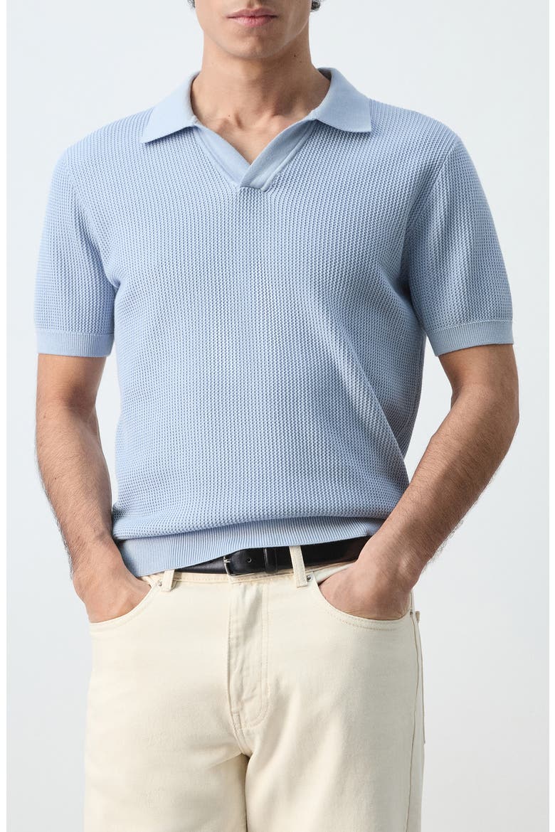 Cotton Piqué Polo, Main, color, SKY BLUE