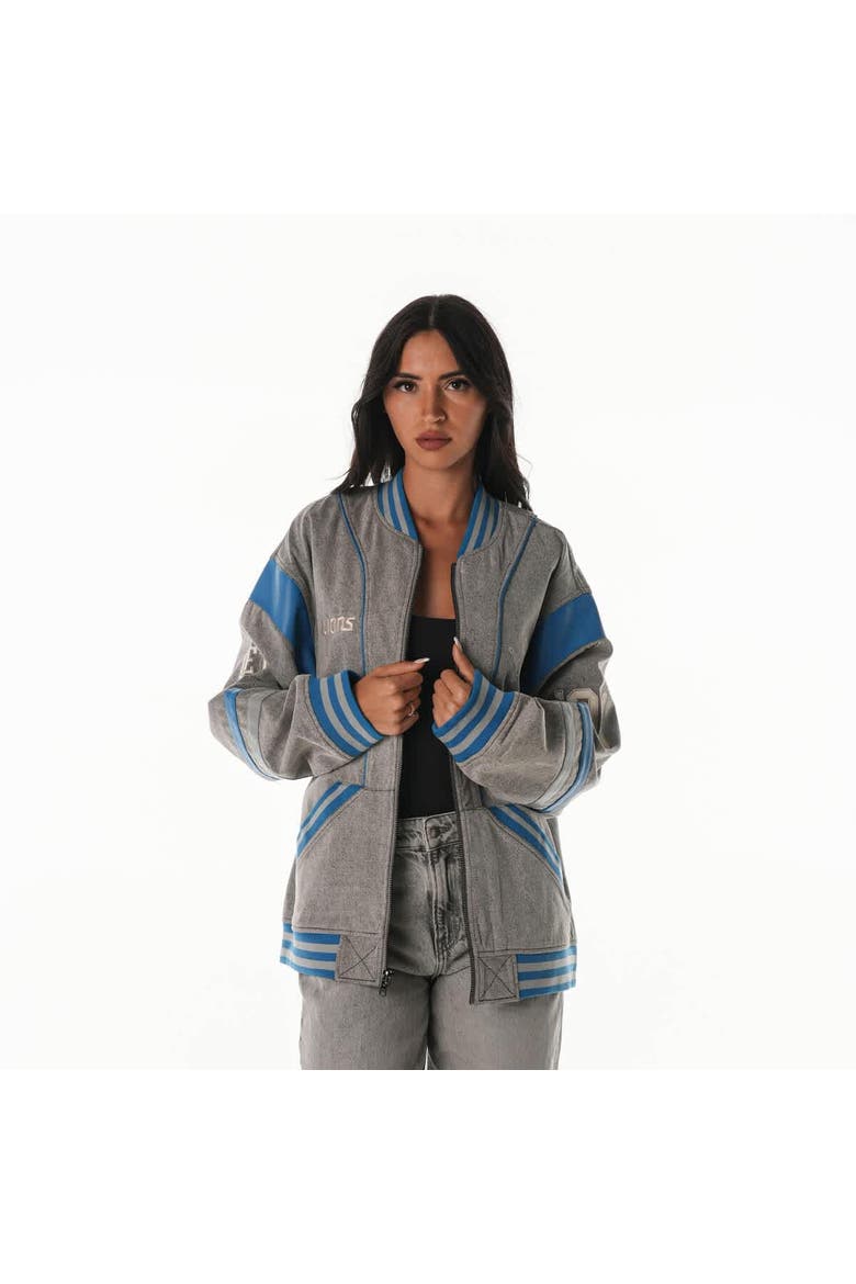 Unisex The Wild Collective  Gray Detroit Lions Oversized Retro Full-Zip Jacket, Main, color, Gray