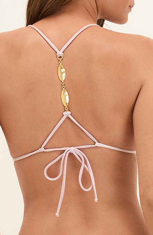 Vix Paula Hermanny Nebula Elsie T-back Beaded Triangle Bikini Top In White