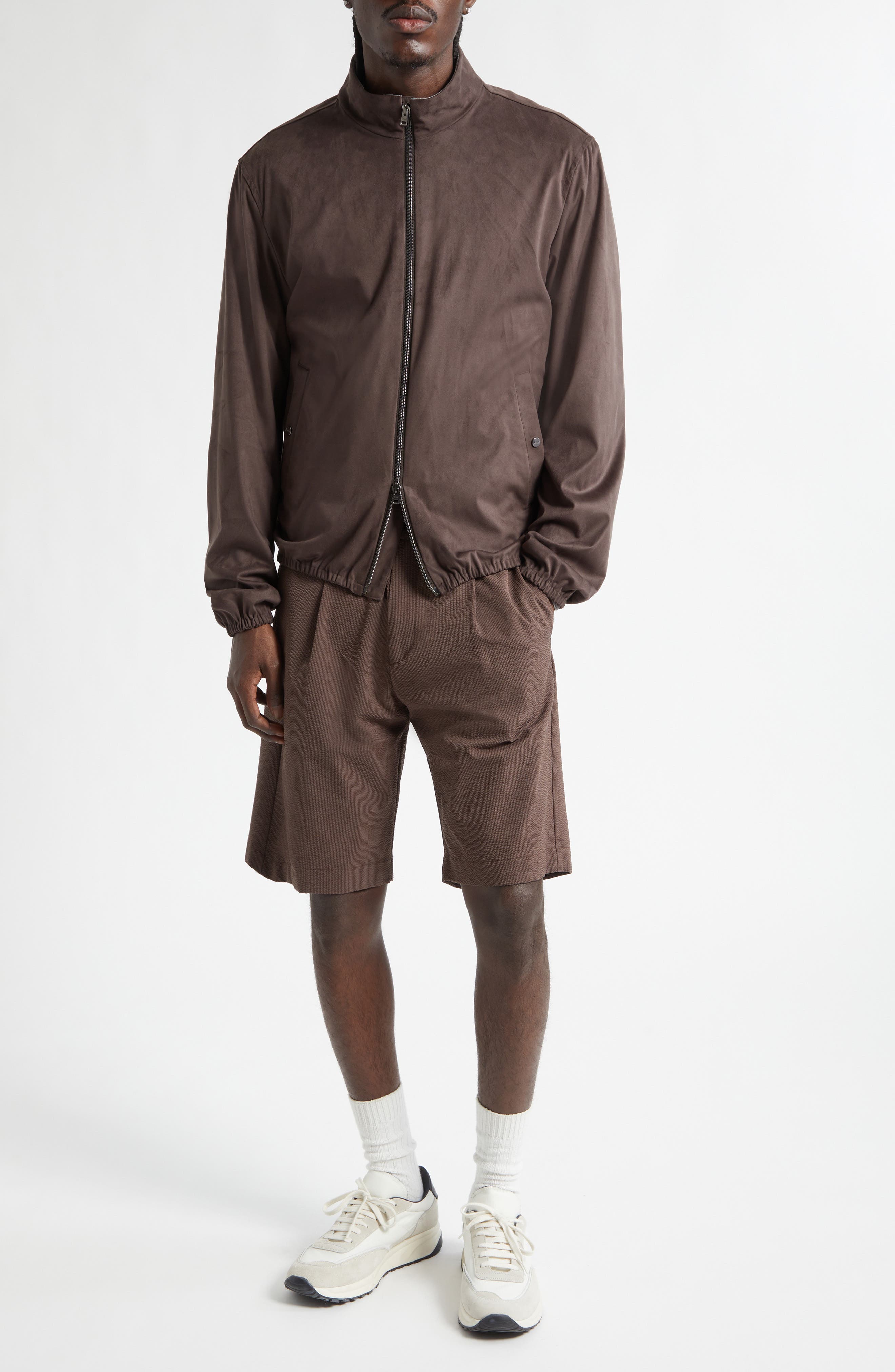 Faux Suede Bomber Jacket - image 2