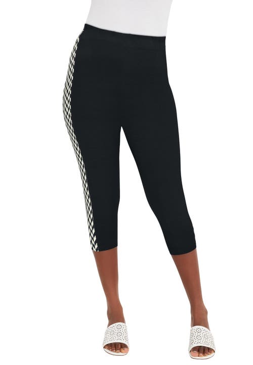 Jessica London Everyday Stretch Cotton Capri Legging In Black