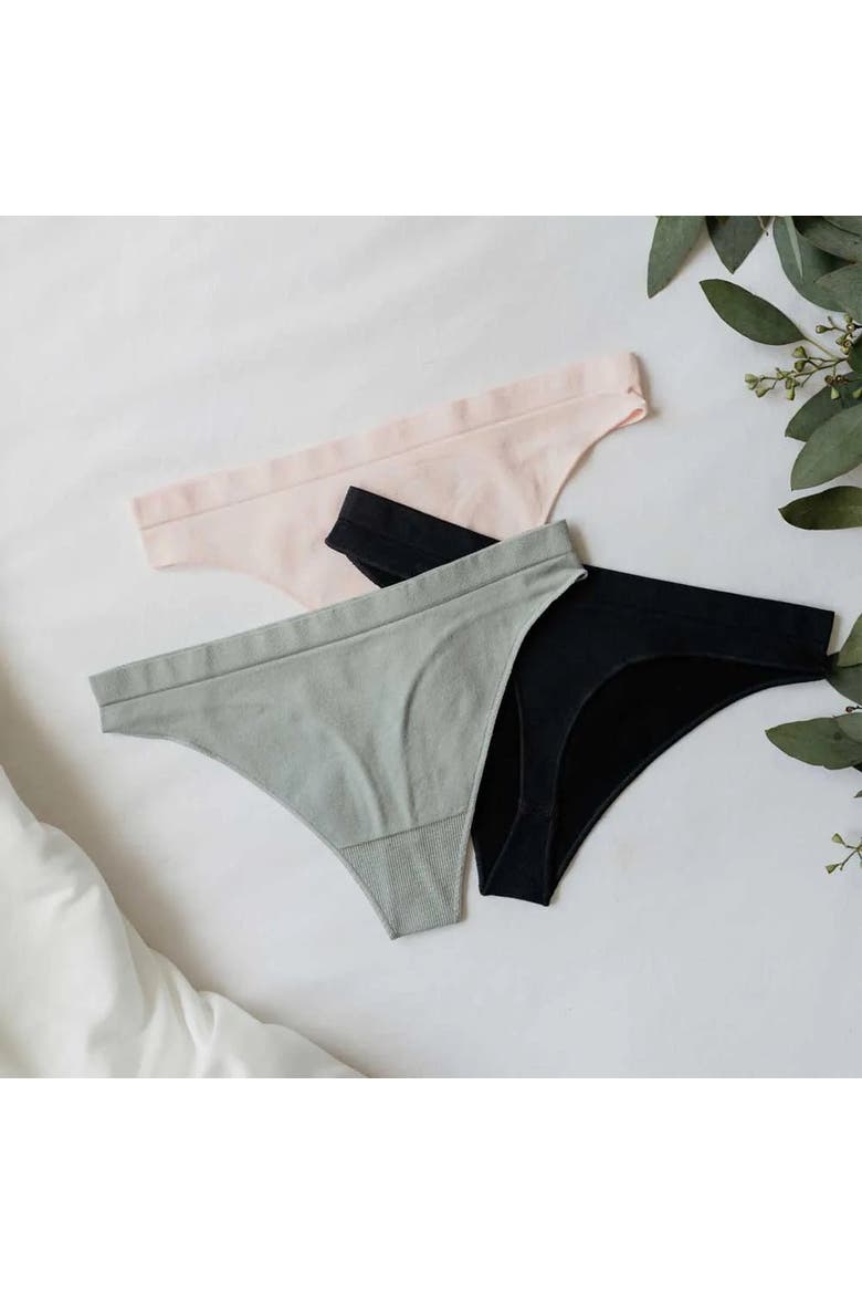 Comfy Undies  Hi Leg Thong, Alternate, color, Black, Natural Grey, Pink