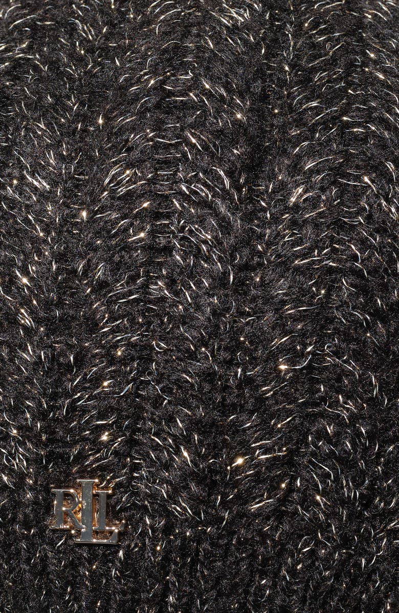 Lauren Ralph Lauren Herringbone Beret, Alternate, color, Black/ Gold