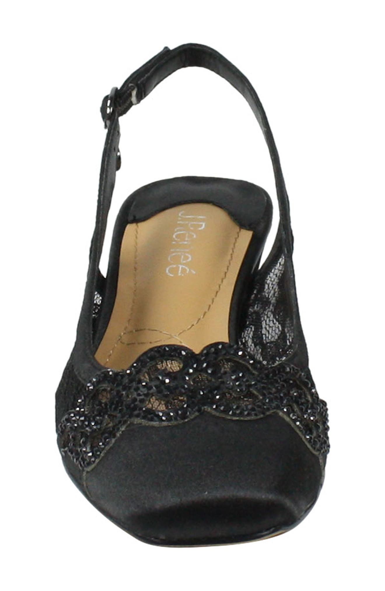 J. Reneé Faleece Crystal Embellished Slingback Pump, Alternate, color, Black Fabric