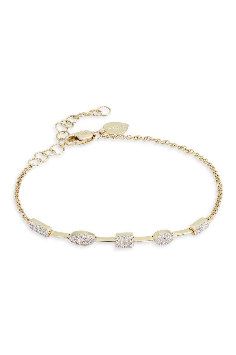 Diamond Pavé Geometric Disc 14K Gold Bracelet, Main, color, YELLOW GOLD