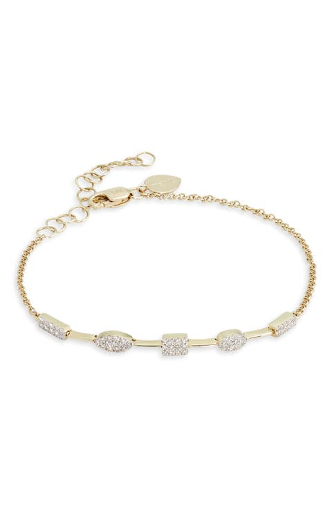 Diamond Pavé Geometric Disc 14K Gold Bracelet