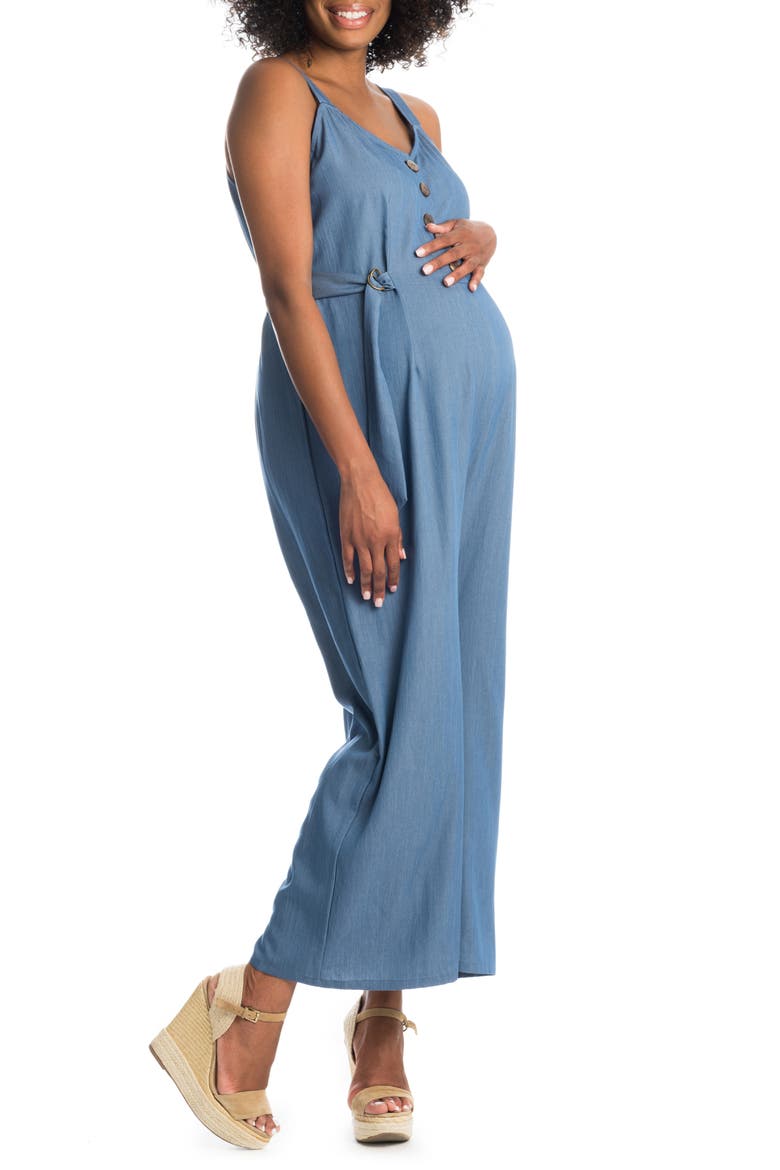 Luciana Chambray Maternity/Nursing Jumpsuit, Alternate, color, BLUE