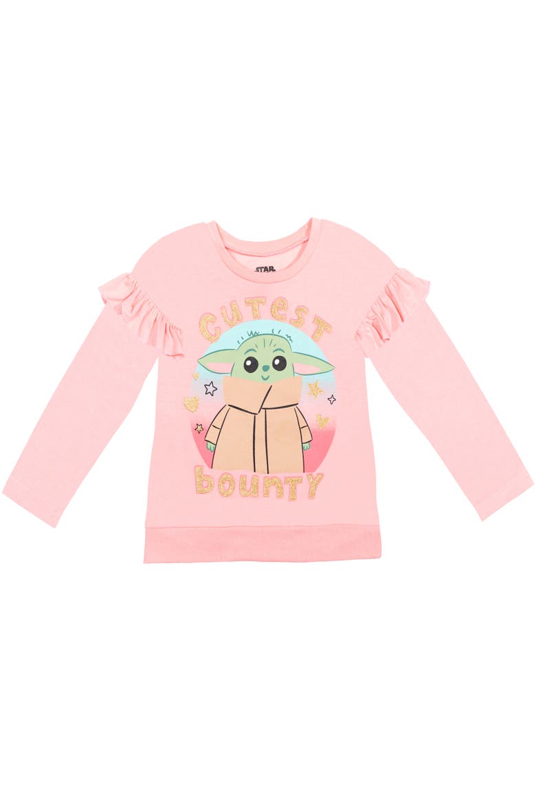 The Mandalorian Grogu 2-Piece Long Sleeve Tee and Leggings Set, Alternate, color, Grogu Pink Sage Green