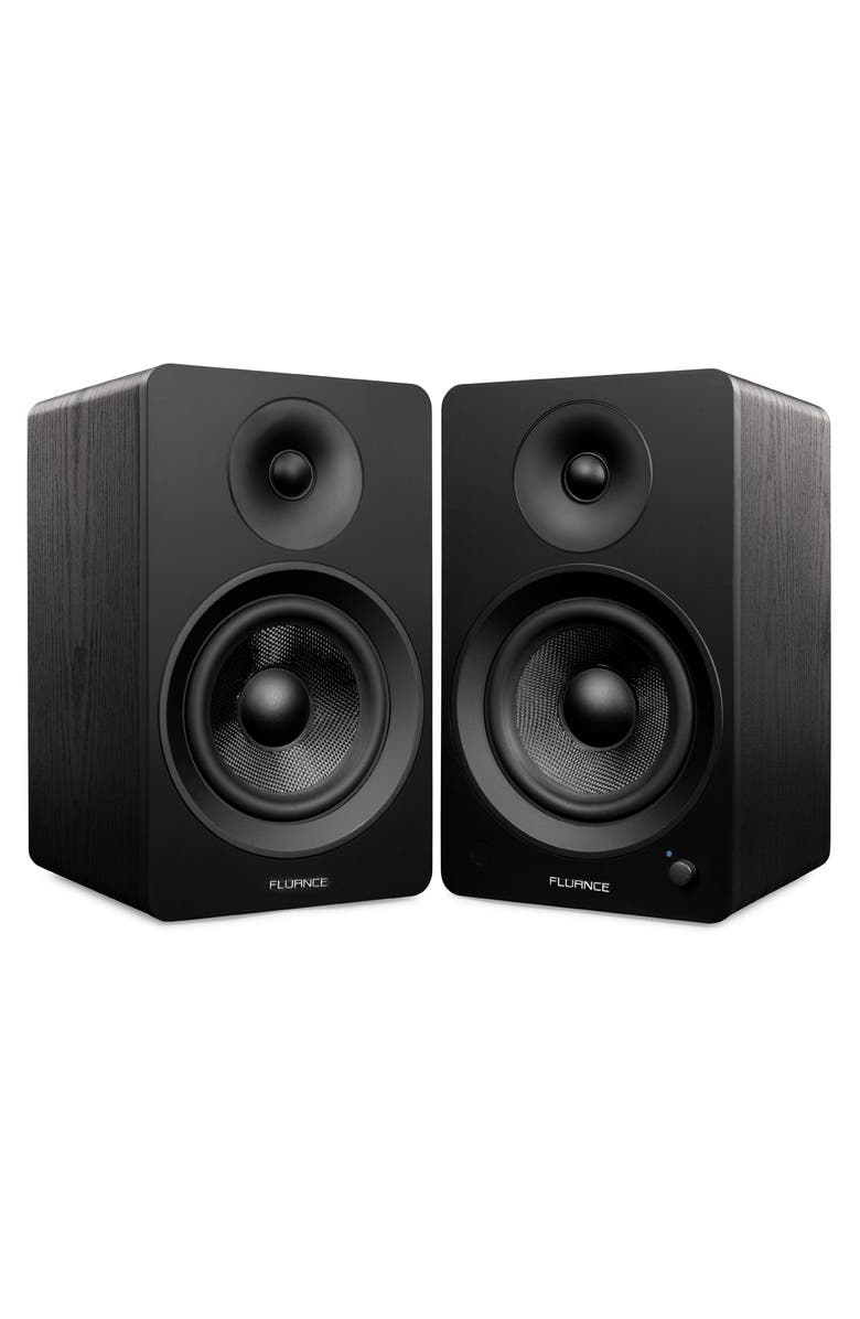 Fluance Powered 6.5'' Stereo Bookshelf Speakers for Turntable, TV PC & Bluetooth, Main, color, Black Ash