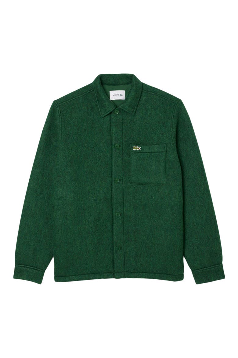 Fleece Button-Up Overshirt, Main, color, 132 GREEN