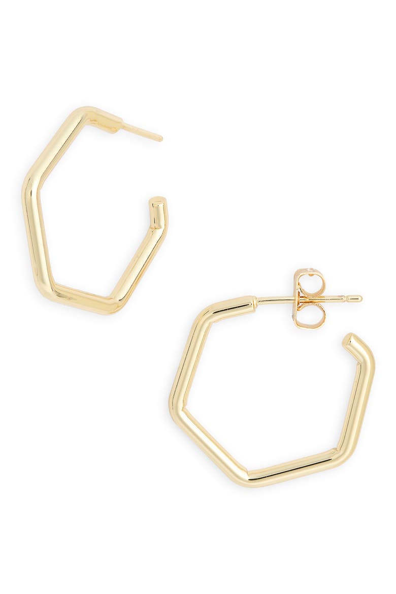 Demi Fine Hexagonal Hoop Earrings, Main, color, GOLD