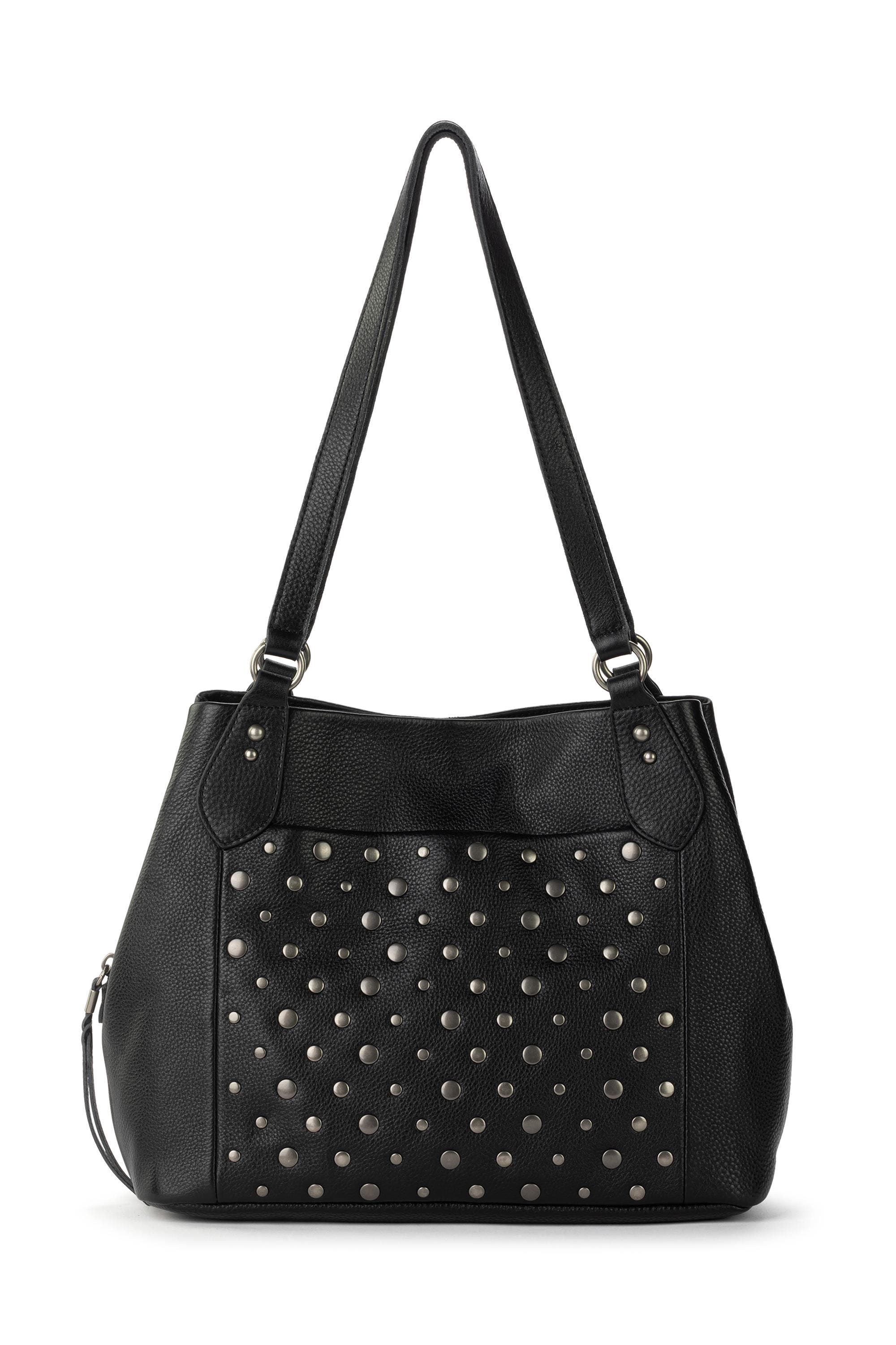 The Sak Melrose Leather Satchel, Main, color, Black Silver Stud