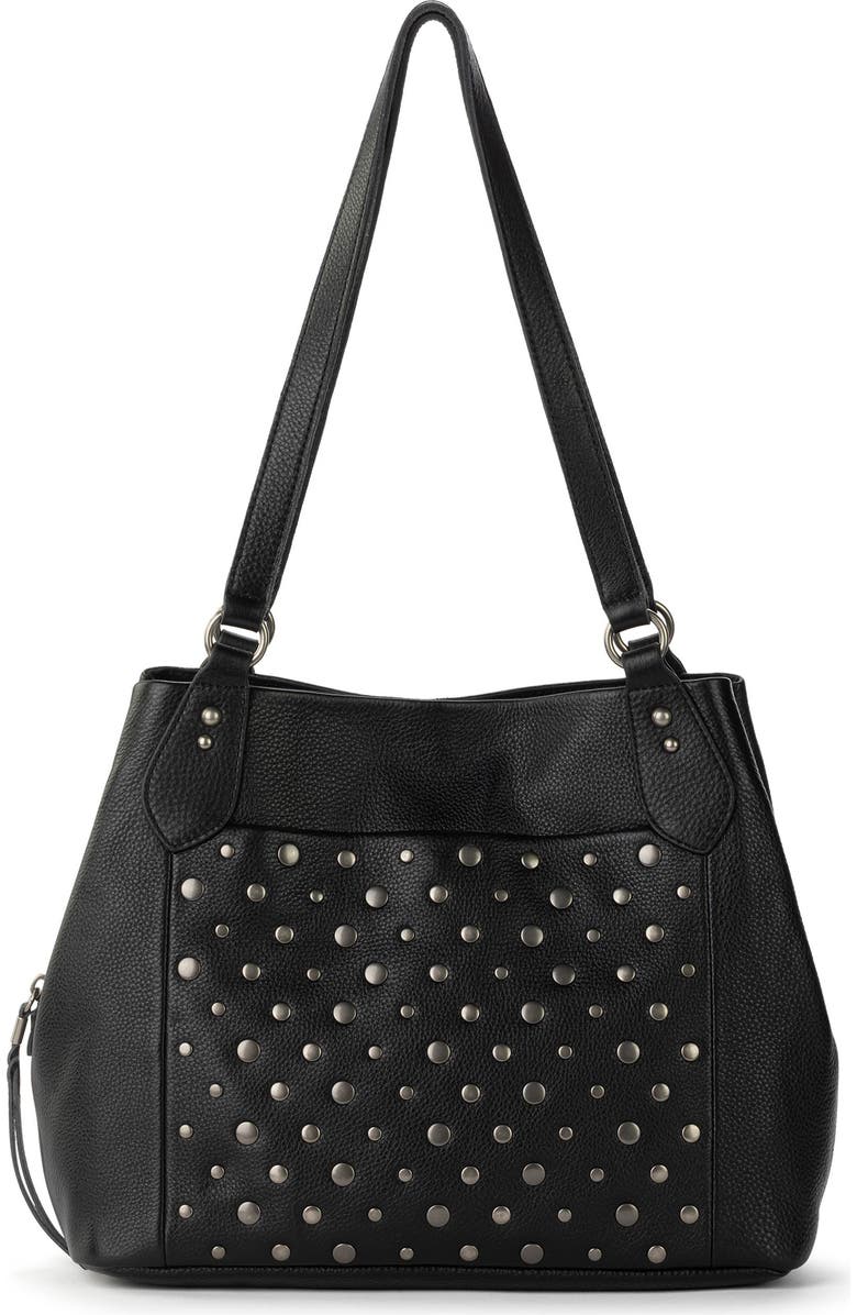 The Sak Melrose Leather Satchel, Main, color, Black Silver Stud
