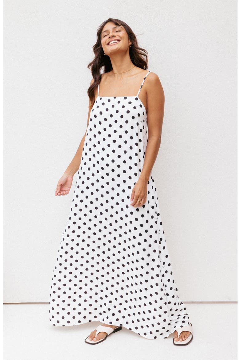 Virgo Polka Dot Maxi Dress, Alternate, color, WHITE POLKA DOT