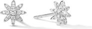 David Yurman Petite Starburst Stud Earrings in 18K White Gold with Diamonds, 7.5mm