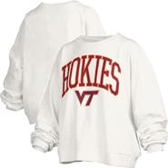 PRESSBOX Women's Pressbox White Virginia Tech Hokies Oversized Janise Arch Over Logo Fleece Sweatshirt
