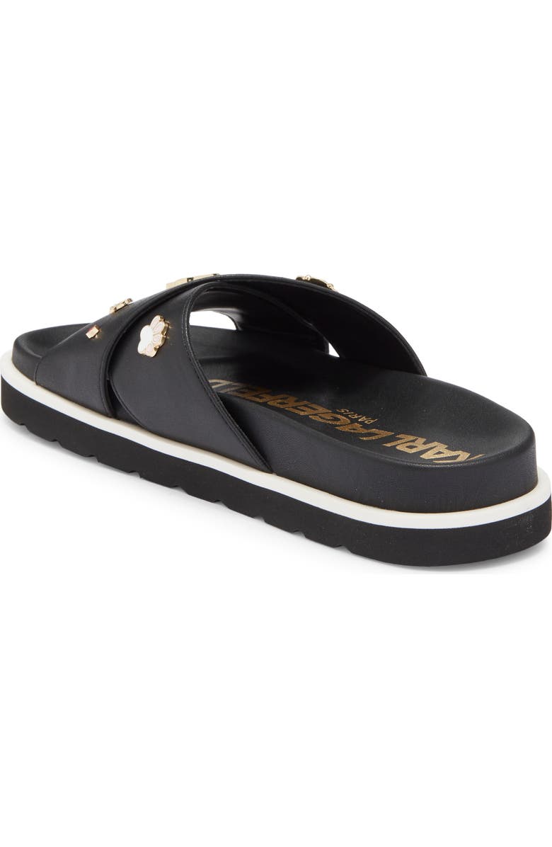 KARL LAGERFELD PARIS Embellished Crossover Strap Sandal, Alternate, color, Black
