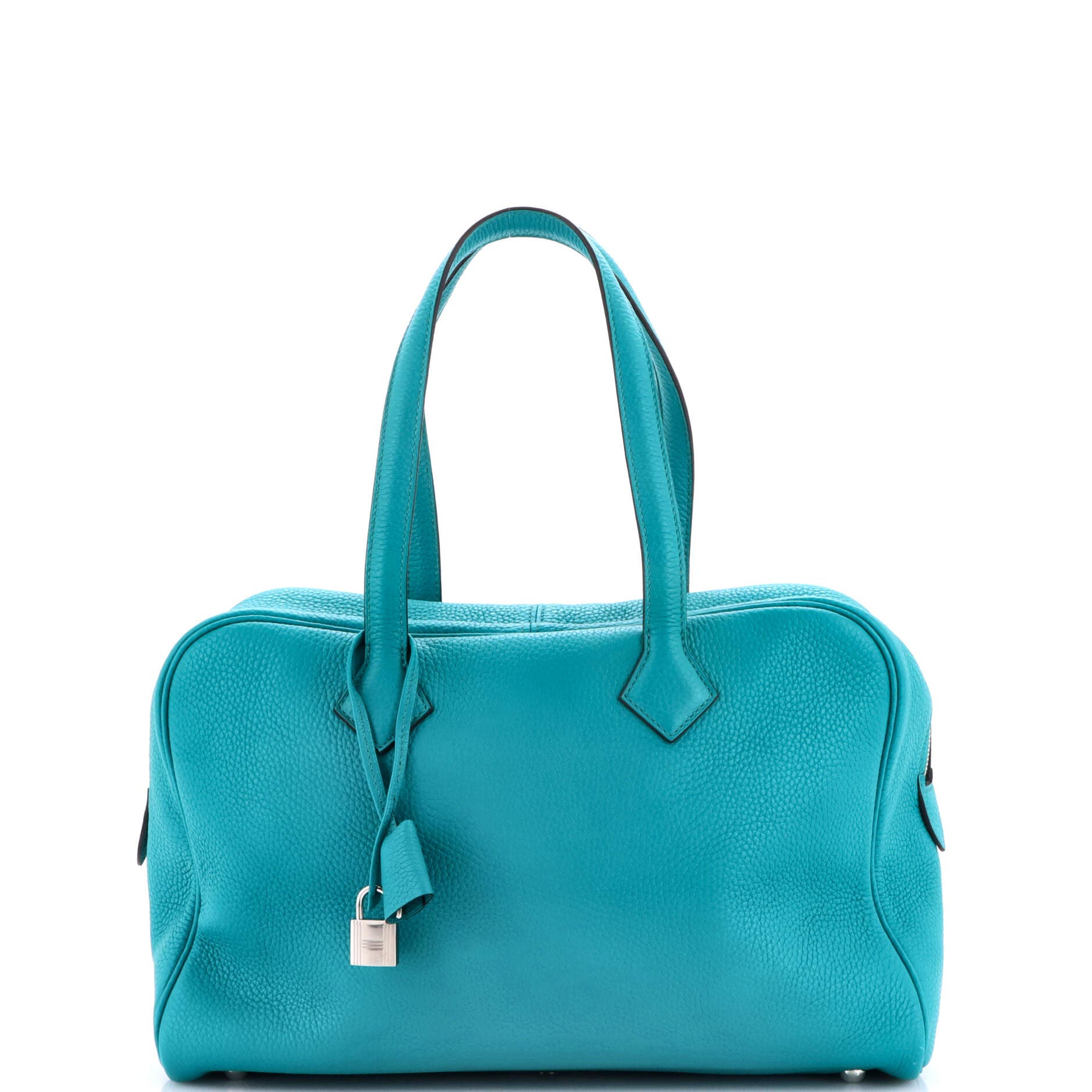 Pre-Owned Hermes Victoria II Bag Clemence 35, Main, color, Bleu Paon