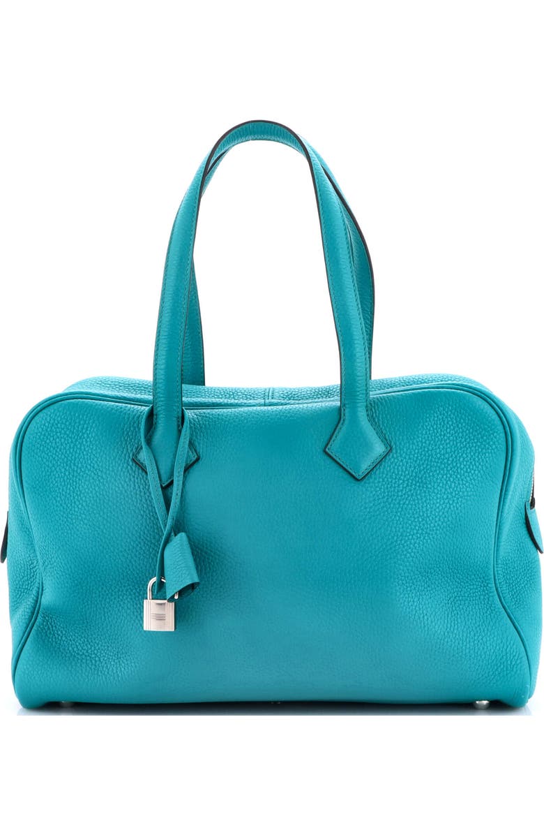 Pre-Owned Hermes Victoria II Bag Clemence 35, Main, color, Bleu Paon