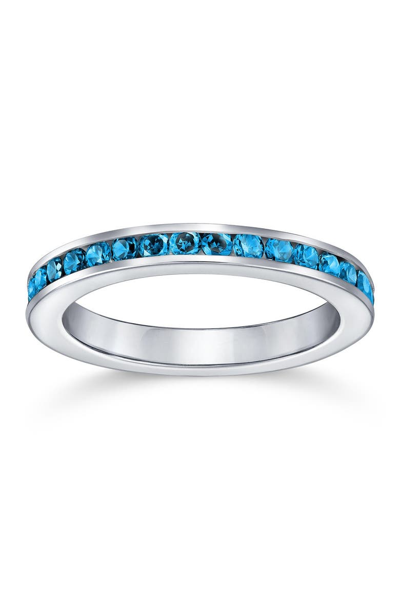 Sterling Silver London Blue CZ Eternity Band Ring, Main, color, LIGHT BLUE