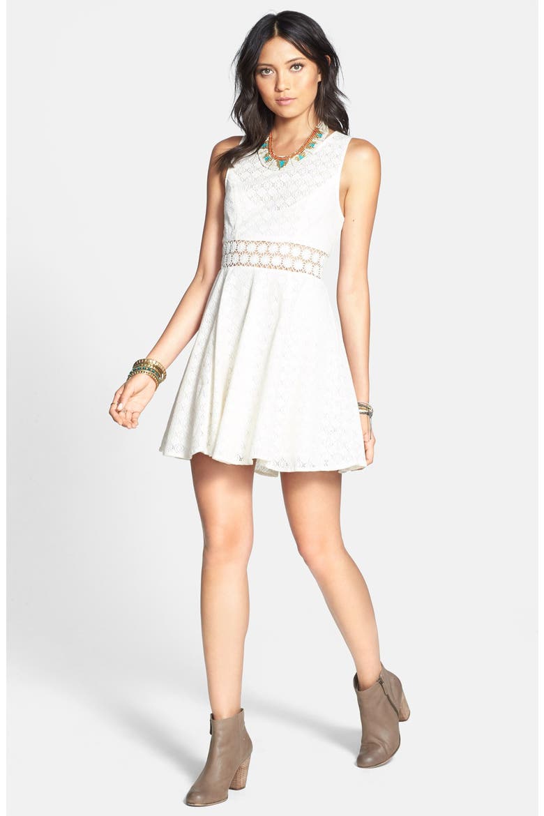 'Daisy' Lace Fit & Flare Dress, Alternate, color, IVORY