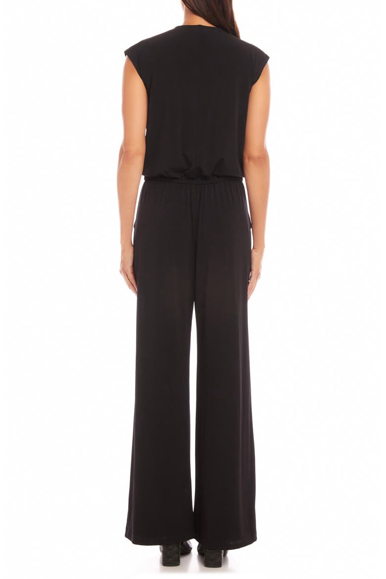Travel Jersey Sleeveless Jumpsuit, Alternate, color, BLACK/BLACK