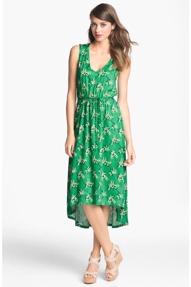 Print High/Low Dress, Main, color, GREEN