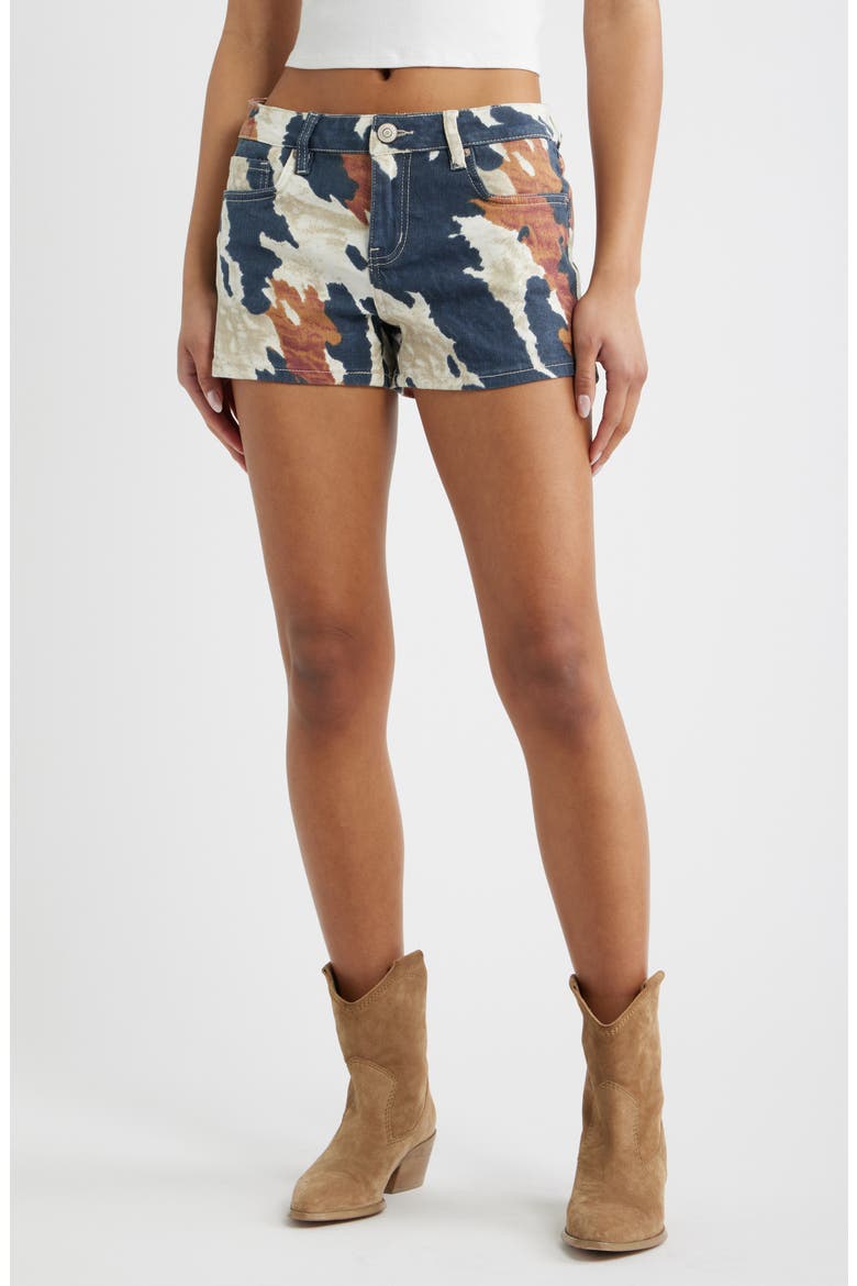 Print Mid Rise Bull Denim Shorts, Main, color, DALLAS