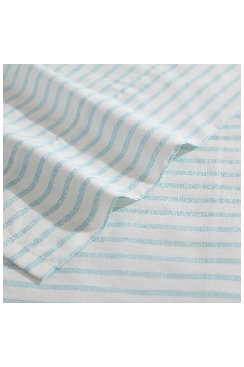 Cool Beach Stripe Cotton Percale Sheet Set, Alternate, color, TURQUOISE-AQUA