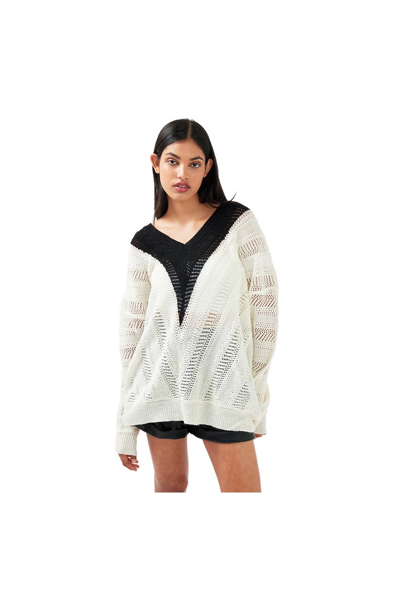 This Moment Oversized V-Neck Knit, Alternate, color, White